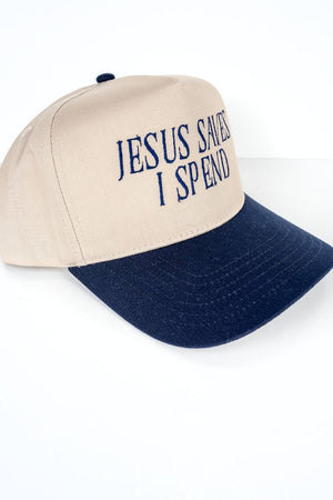 Jesus Saves I Spend Embroidered Five Panel Twill Cap - Wholesale Accessory Market