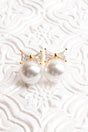 Crystal Victoria Goldtone Bow & Pearl Earrings - Wholesale Accessory Market