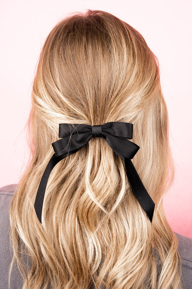 The Brielle Black Hair Bow Barrette - Wholesale Accessory Market