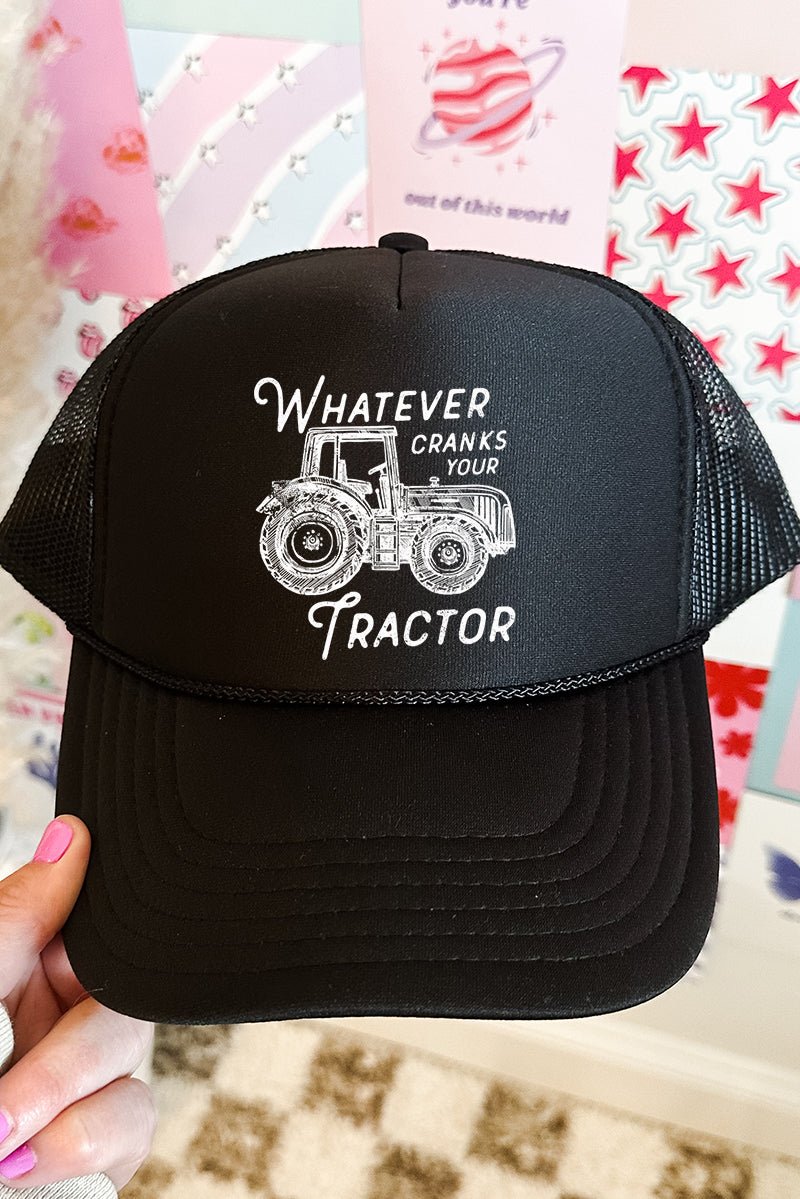 Whatever Cranks Your Tractor Black Foam Front Trucker Hat - Wholesale Accessory Market