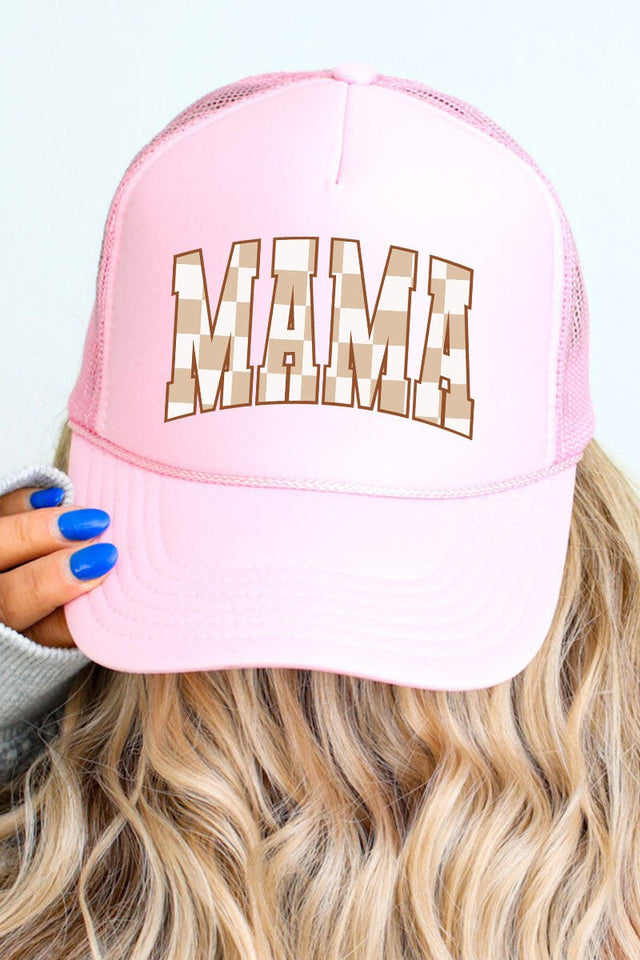 Checkerboard Mama Otto Soft Pink Foam Front Trucker Hat - Wholesale Accessory Market