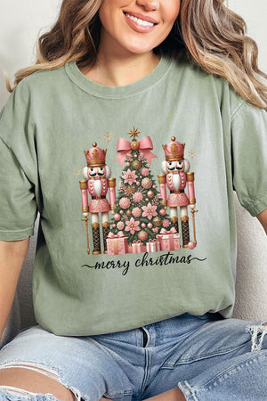 Blush Nutcracker Merry Christmas Comfort Colors Adult Ring - Spun Cotton Tee - Wholesale Accessory Market