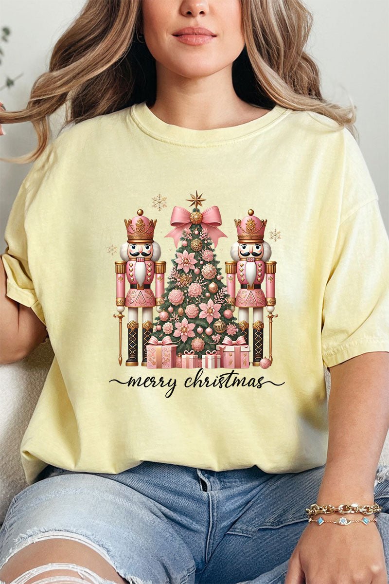 Blush Nutcracker Merry Christmas Comfort Colors Adult Ring - Spun Cotton Tee - Wholesale Accessory Market