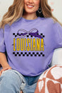 Bow Louisiana Check Comfort Colors Adult Ring - Spun Cotton Tee - Wholesale Accessory Market