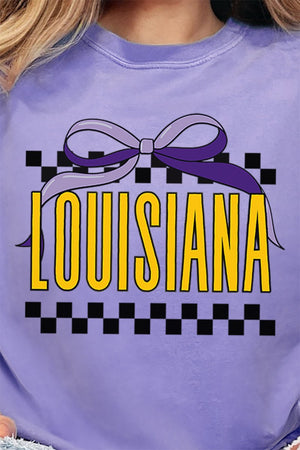 Bow Louisiana Check Comfort Colors Adult Ring - Spun Cotton Tee - Wholesale Accessory Market