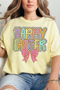 Colorful Happy Easter Bow Comfort Colors Adult Ring - Spun Cotton Tee - Wholesale Accessory Market