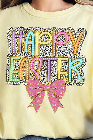 Colorful Happy Easter Bow Comfort Colors Adult Ring - Spun Cotton Tee - Wholesale Accessory Market