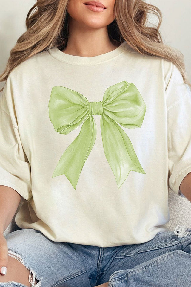 Green Watercolor Bow Comfort Colors Adult Ring - Spun Cotton Tee - Wholesale Accessory Market