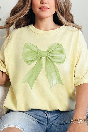 Green Watercolor Bow Comfort Colors Adult Ring - Spun Cotton Tee - Wholesale Accessory Market