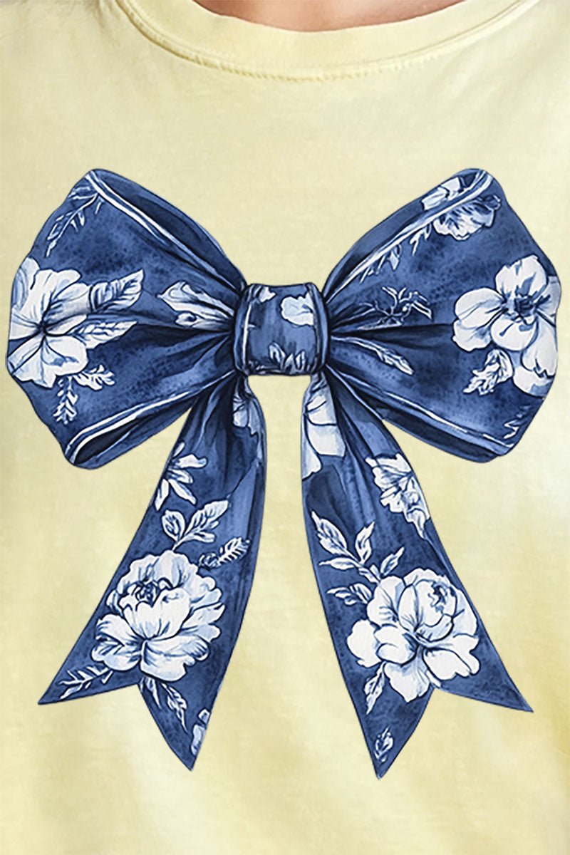 Imperial Blue Chinoiserie Bow Comfort Colors Adult Ring - Spun Cotton Tee - Wholesale Accessory Market