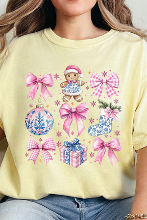 Pink Chinoiserie Christmas Comfort Colors Adult Ring - Spun Cotton Tee - Wholesale Accessory Market