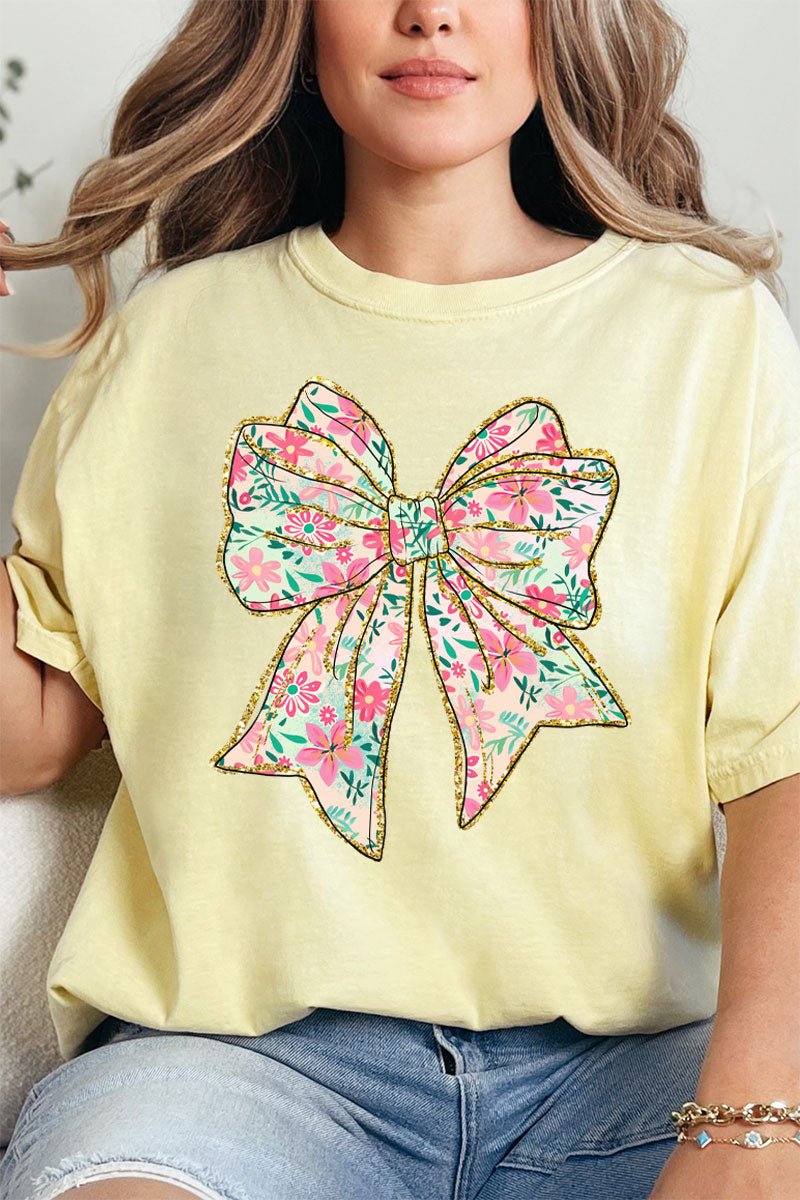 Preppy Blossom Bow Comfort Colors Adult Ring - Spun Cotton Tee - Wholesale Accessory Market