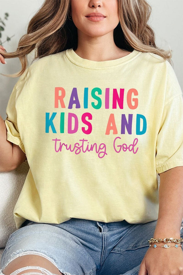 Raising Kids And Trusting God Comfort Colors Adult Ring - Spun Cotton Tee - Wholesale Accessory Market