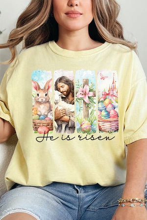 Retro He Is Risen Comfort Colors Adult Ring - Spun Cotton Tee - Wholesale Accessory Market