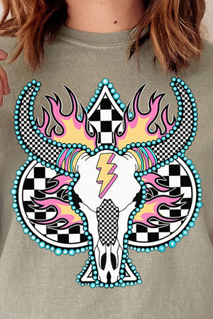 Spade Steer In Flames Comfort Colors Adult Ring - Spun Cotton Tee - Wholesale Accessory Market