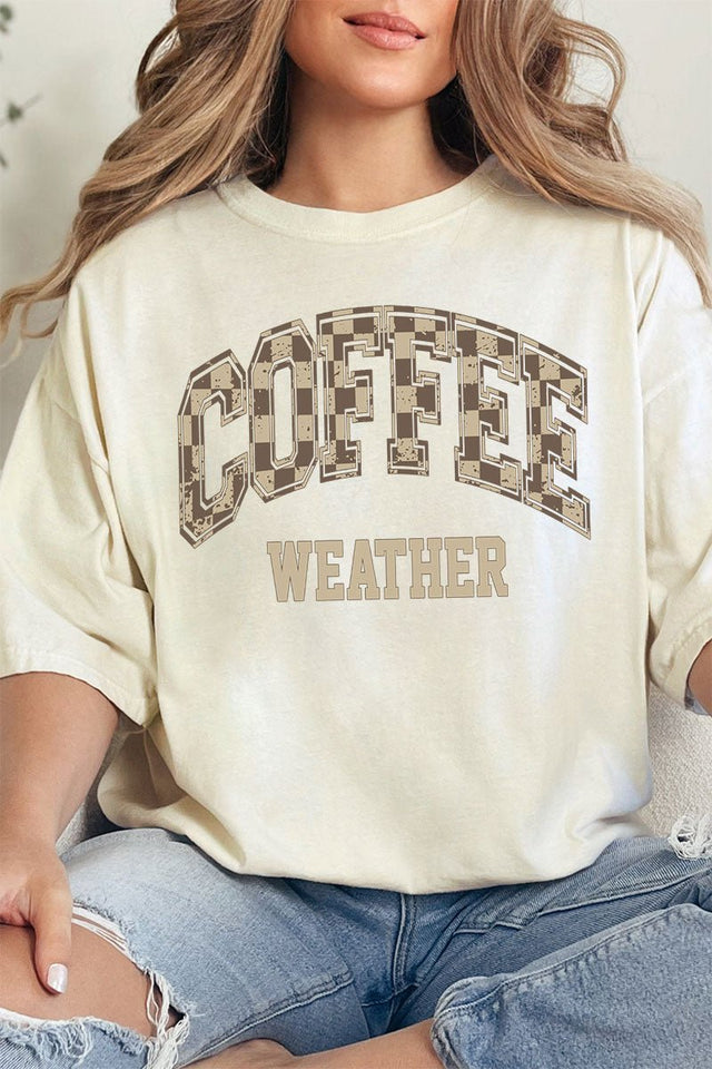 Brown Checkered Coffee Weather Comfort Colors Adult Ring - Spun Cotton Tee - Wholesale Accessory Market