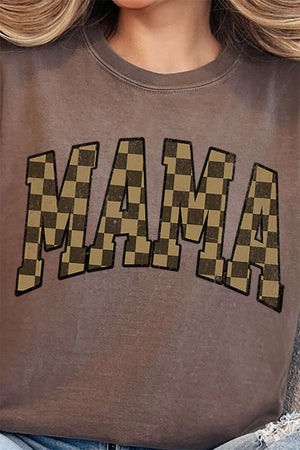 Brown Checkered Mama Comfort Colors Adult Ring - Spun Cotton Tee - Wholesale Accessory Market