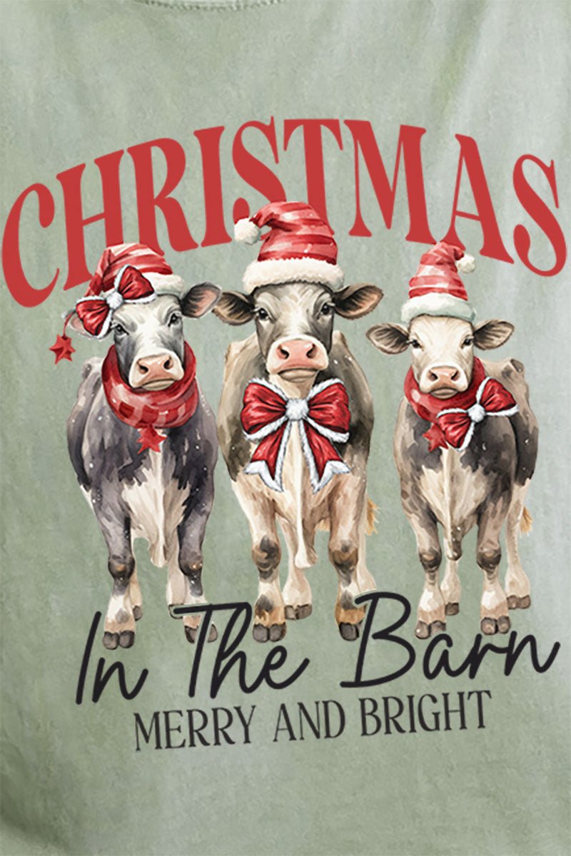 Christmas In The Barn Cows Comfort Colors Adult Ring - Spun Cotton Tee - Wholesale Accessory Market