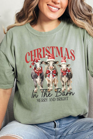 Christmas In The Barn Cows Comfort Colors Adult Ring - Spun Cotton Tee - Wholesale Accessory Market