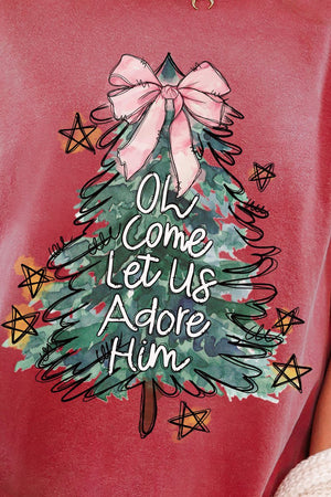 Christmas Tree Let Us Adore Him Comfort Colors Adult Ring - Spun Cotton Tee - Wholesale Accessory Market