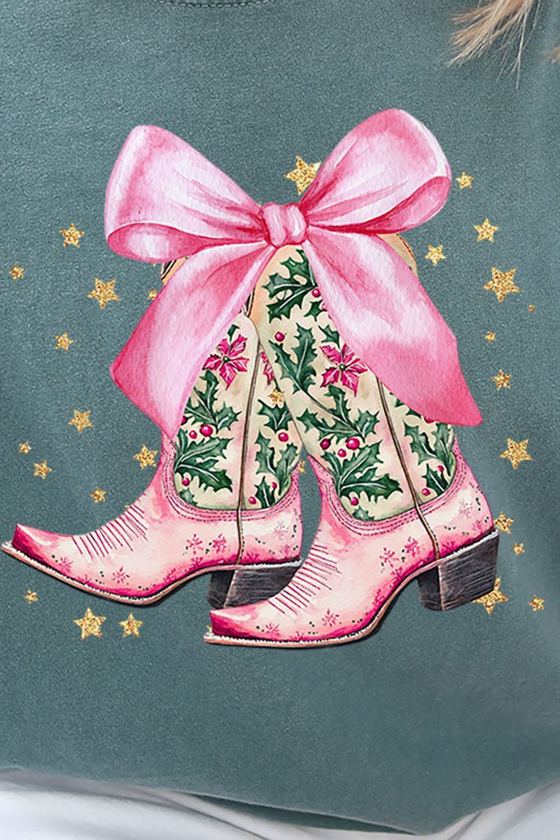 Cowgirl Christmas Boots Comfort Colors Adult Ring - Spun Cotton Tee - Wholesale Accessory Market