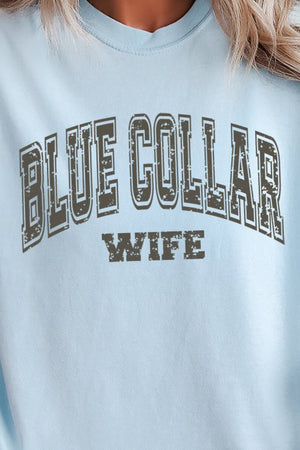 Distressed Blue Collar Wife Comfort Colors Adult Ring - Spun Cotton Tee - Wholesale Accessory Market