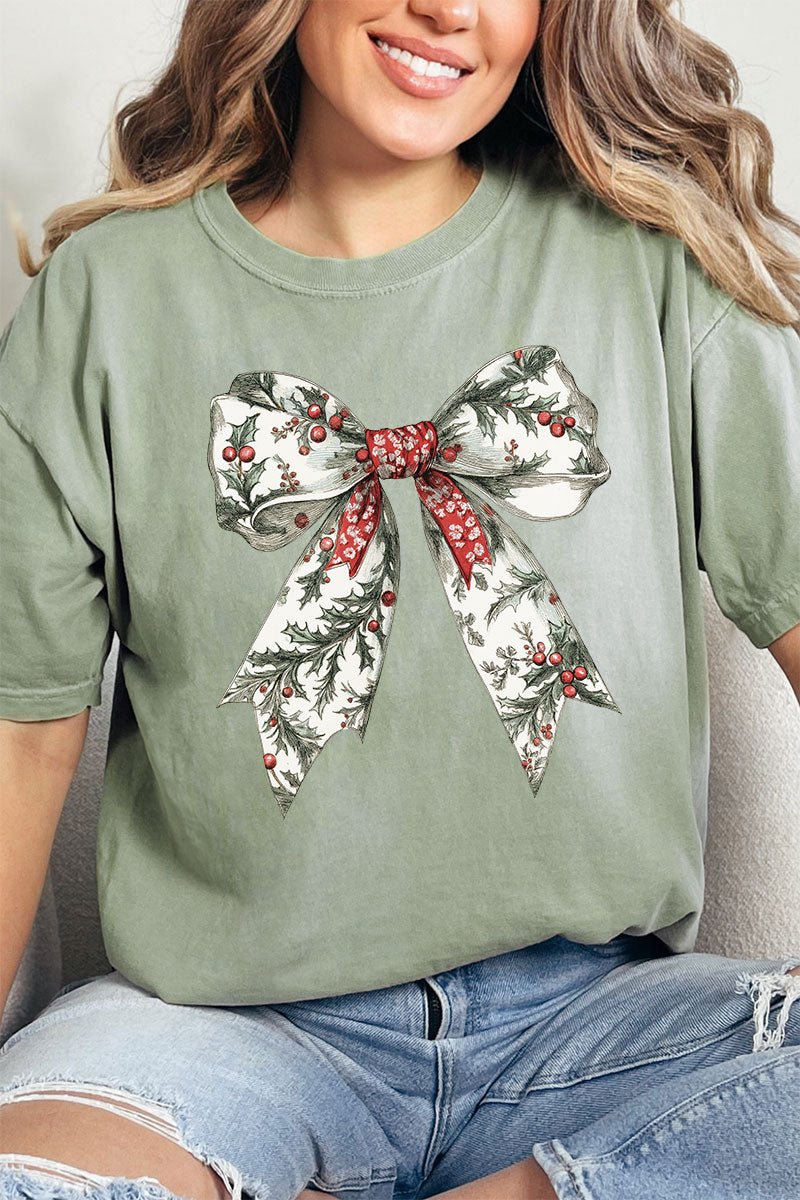 Evergreen Elegant Bow Comfort Colors Adult Ring - Spun Cotton Tee - Wholesale Accessory Market