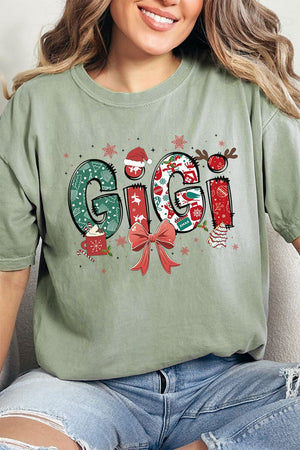 Festive Christmas Gigi Comfort Colors Adult Ring - Spun Cotton Tee - Wholesale Accessory Market