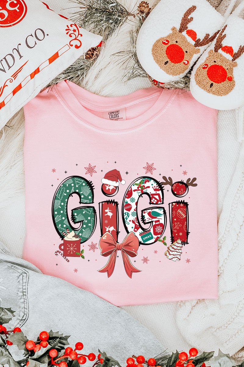 Festive Christmas Gigi Comfort Colors Adult Ring - Spun Cotton Tee - Wholesale Accessory Market