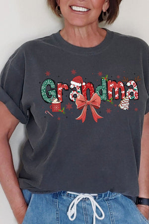 Festive Christmas Grandma Comfort Colors Adult Ring - Spun Cotton Tee - Wholesale Accessory Market