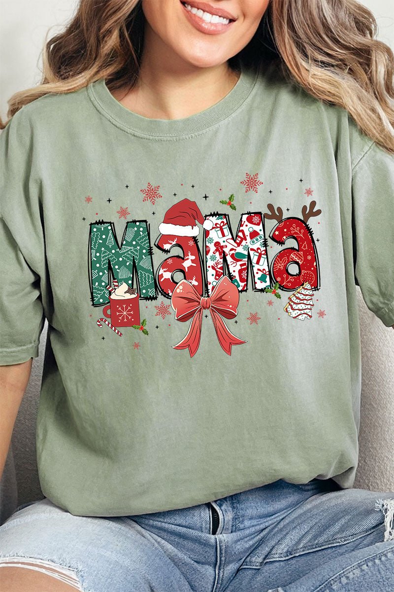 Festive Christmas Mama Comfort Colors Adult Ring - Spun Cotton Tee - Wholesale Accessory Market