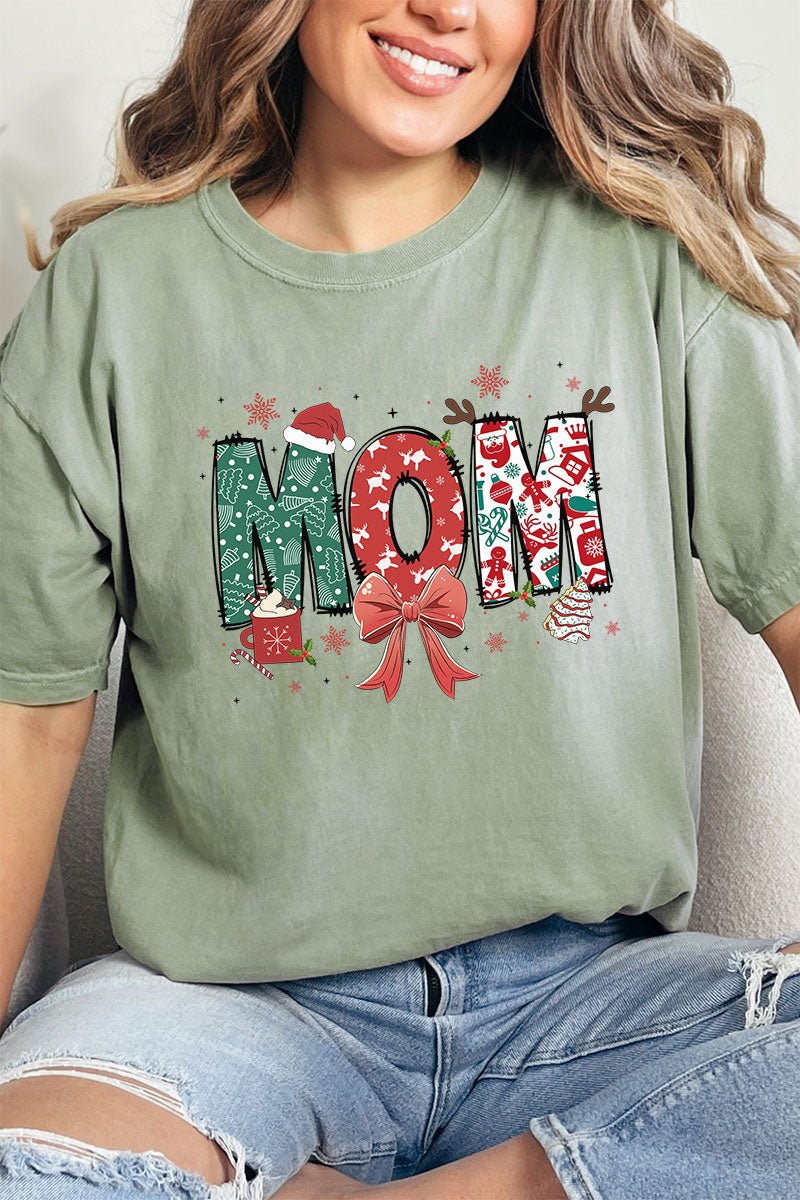 Festive Christmas Mom Comfort Colors Adult Ring - Spun Cotton Tee - Wholesale Accessory Market