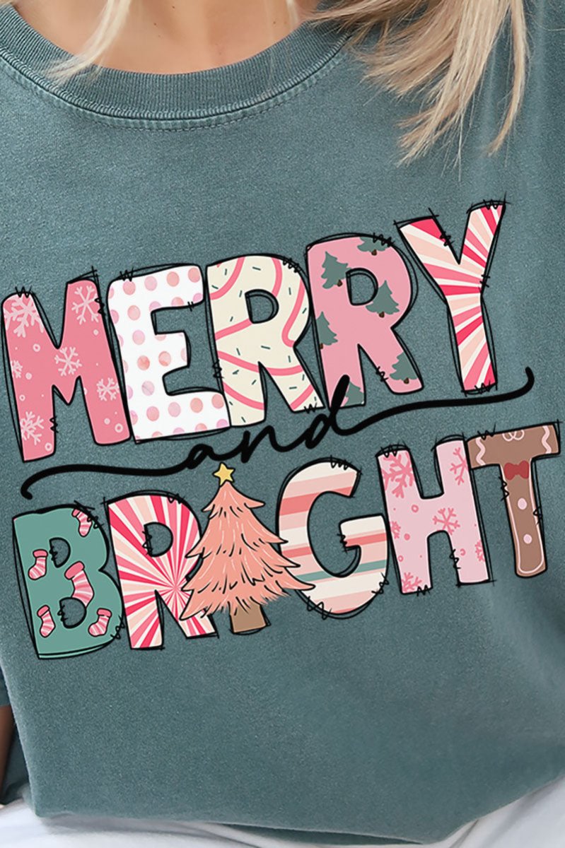 Festive Merry and Bright Comfort Colors Adult Ring - Spun Cotton Tee - Wholesale Accessory Market