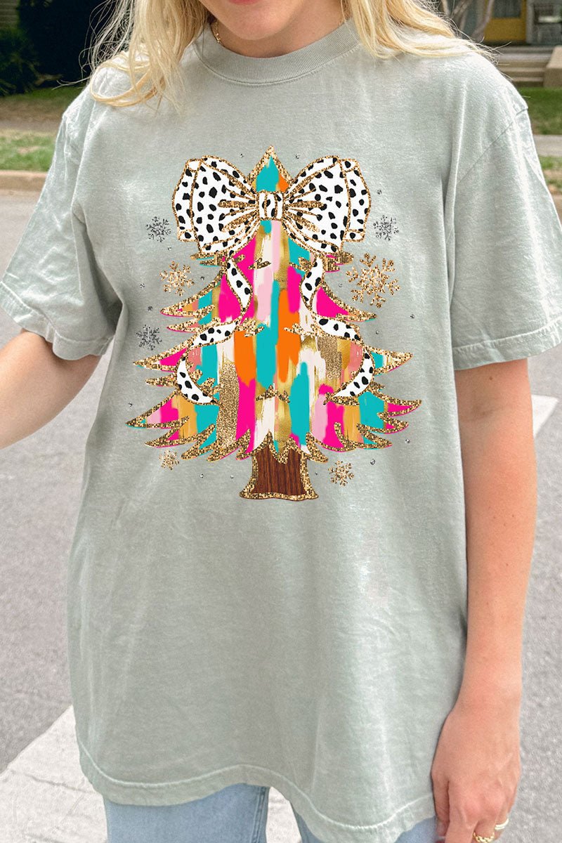 Glitzy Christmas Tree Comfort Colors Adult Ring - Spun Cotton Tee - Wholesale Accessory Market