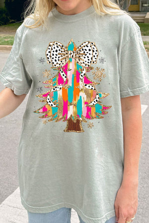 Glitzy Christmas Tree Comfort Colors Adult Ring - Spun Cotton Tee - Wholesale Accessory Market