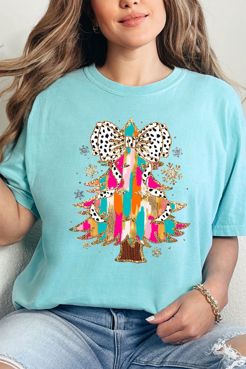 Glitzy Christmas Tree Comfort Colors Adult Ring - Spun Cotton Tee - Wholesale Accessory Market