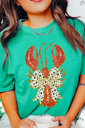 Glitzy Crawfish Coquette Bow Comfort Colors Adult Ring - Spun Cotton Tee - Wholesale Accessory Market