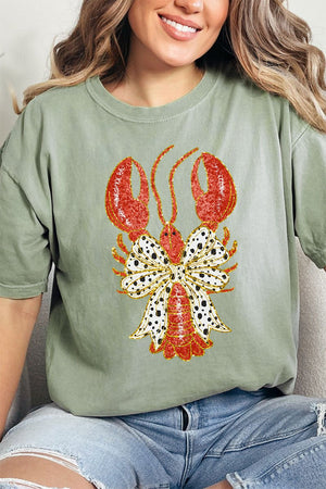 Glitzy Crawfish Coquette Bow Comfort Colors Adult Ring - Spun Cotton Tee - Wholesale Accessory Market