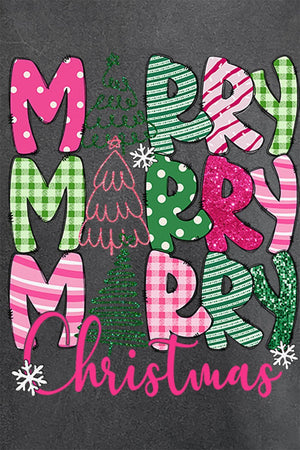 Green And Pink Merry Christmas Comfort Colors Adult Ring - Spun Cotton Tee - Wholesale Accessory Market