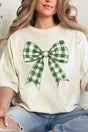 Green Gingham Bow Comfort Colors Adult Ring - Spun Cotton Tee - Wholesale Accessory Market