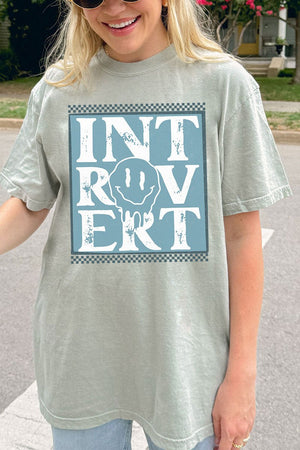 Introvert Checkered Comfort Colors Adult Ring - Spun Cotton Tee - Wholesale Accessory Market