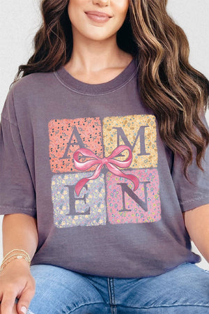 Patchwork Floral Amen Comfort Colors Adult Ring - Spun Cotton Tee - Wholesale Accessory Market