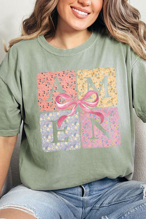 Patchwork Floral Amen Comfort Colors Adult Ring - Spun Cotton Tee - Wholesale Accessory Market