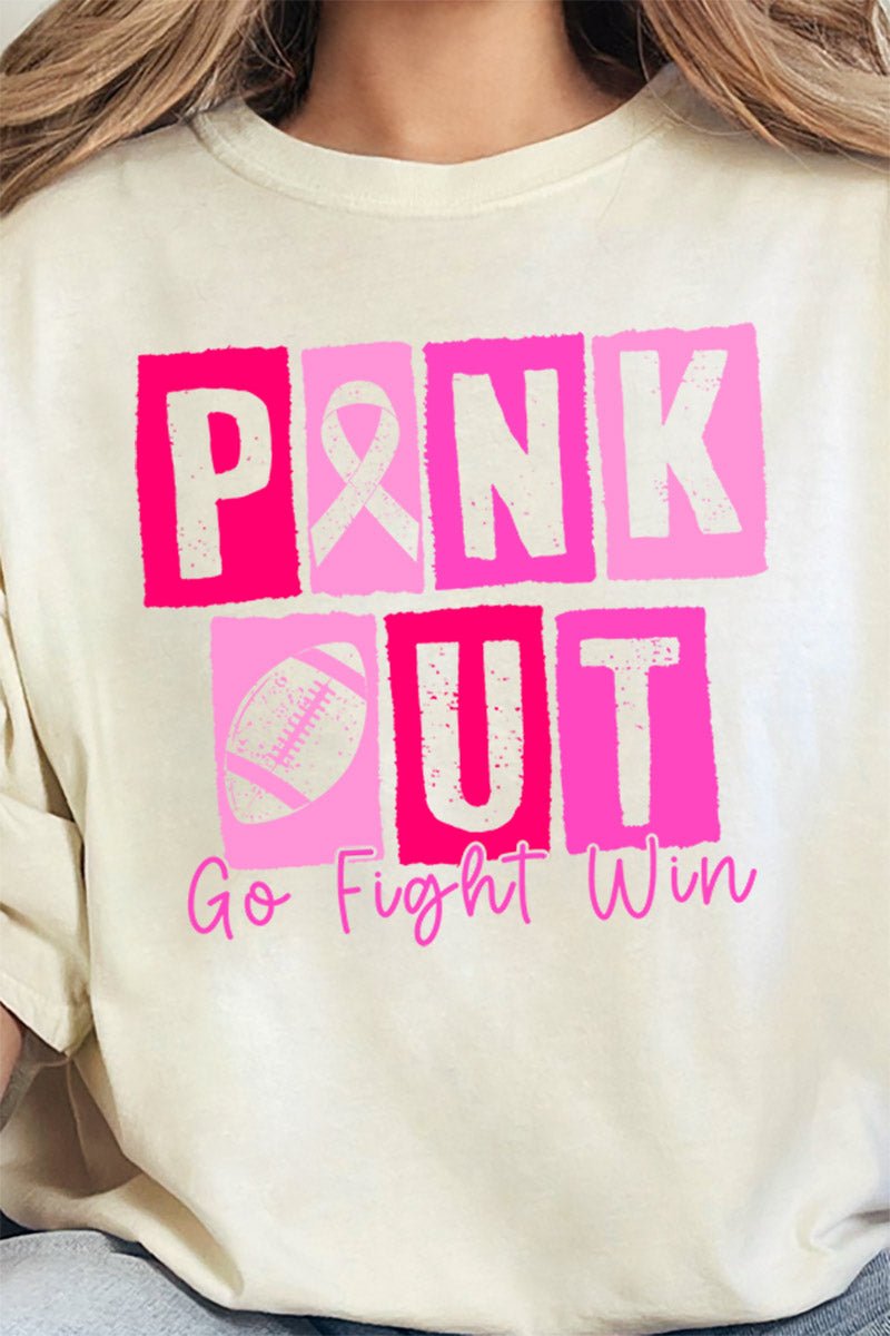 Block Pink Out Go Fight Win Comfort Colors Adult Ring - Spun Cotton Tee - Wholesale Accessory Market