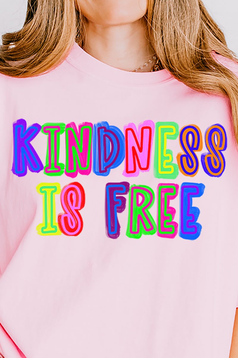 Neon Kindness Is Free Comfort Colors Adult Ring - Spun Cotton Tee - Wholesale Accessory Market