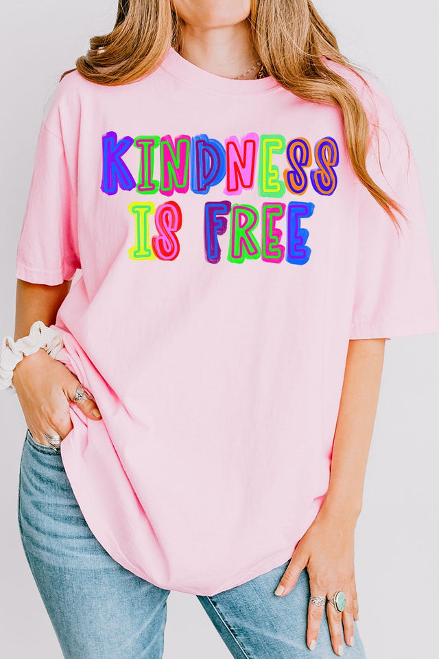 Neon Kindness Is Free Comfort Colors Adult Ring - Spun Cotton Tee - Wholesale Accessory Market