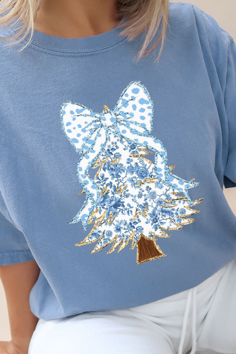 Blue Chinoiserie Tree Comfort Colors Adult Ring - Spun Cotton Tee - Wholesale Accessory Market