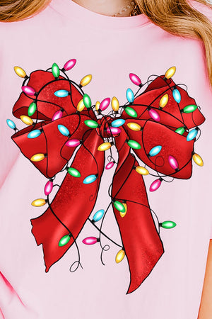 Christmas Lights Coquette Bow Comfort Colors Adult Ring - Spun Cotton Tee - Wholesale Accessory Market