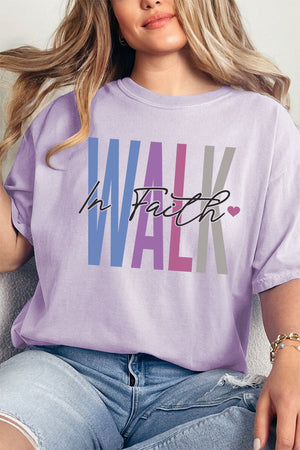 Colorblock Walk In Faith Comfort Colors Adult Ring - Spun Cotton Tee - Wholesale Accessory Market