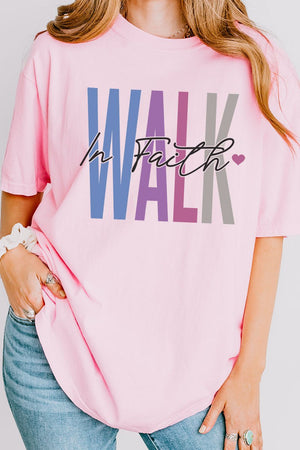 Colorblock Walk In Faith Comfort Colors Adult Ring - Spun Cotton Tee - Wholesale Accessory Market